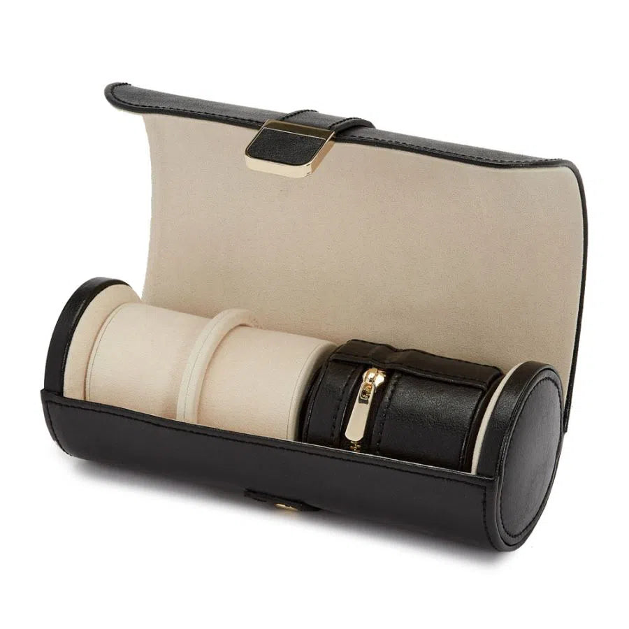 Doppio porta orologi Palermo con pochette portagioielli nera-Le Remontoir-6