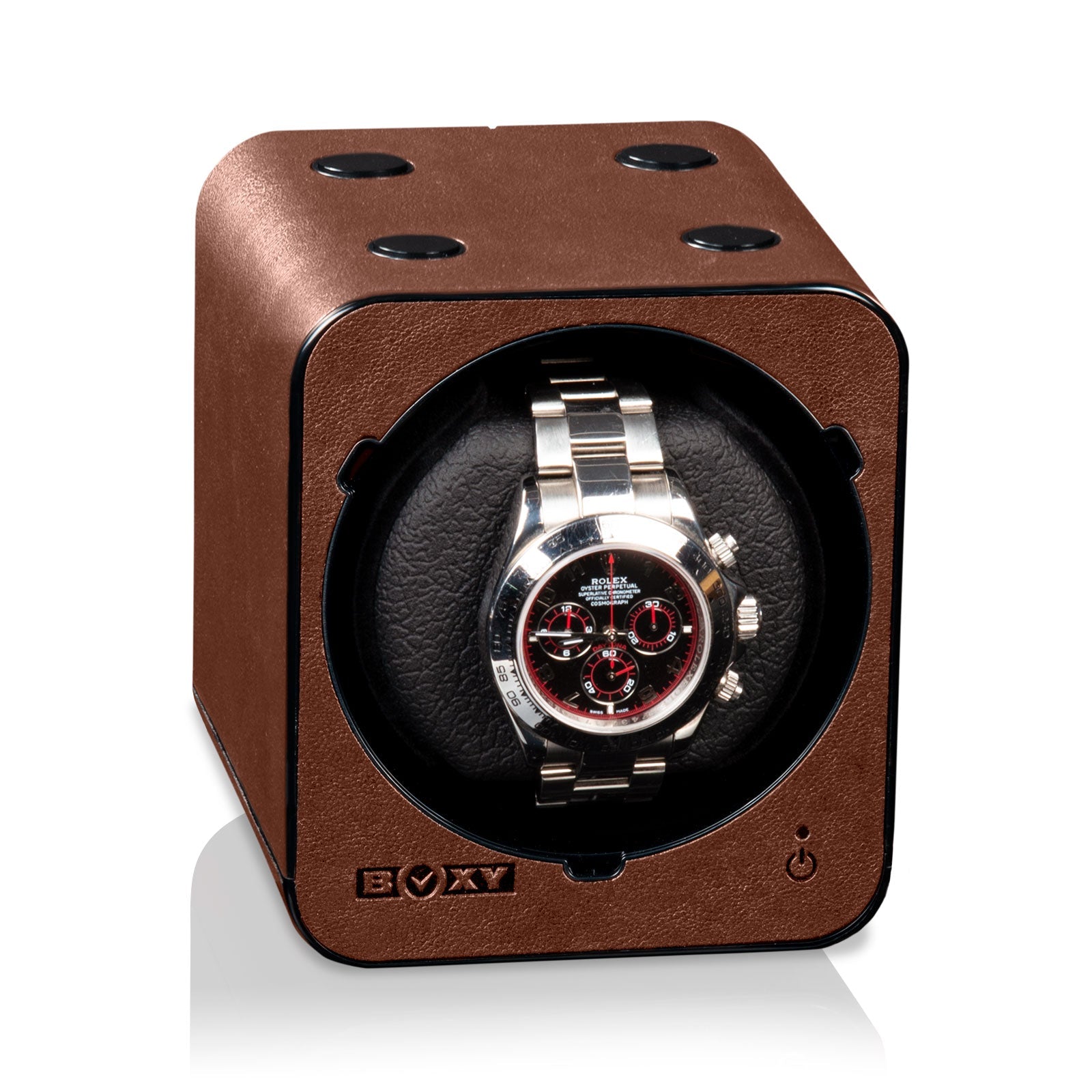 Carica Orologi Automatici Boxy Fancy Brick - Pelle Marrone senza Alimentazione Elettrica-Le Remontoir-3