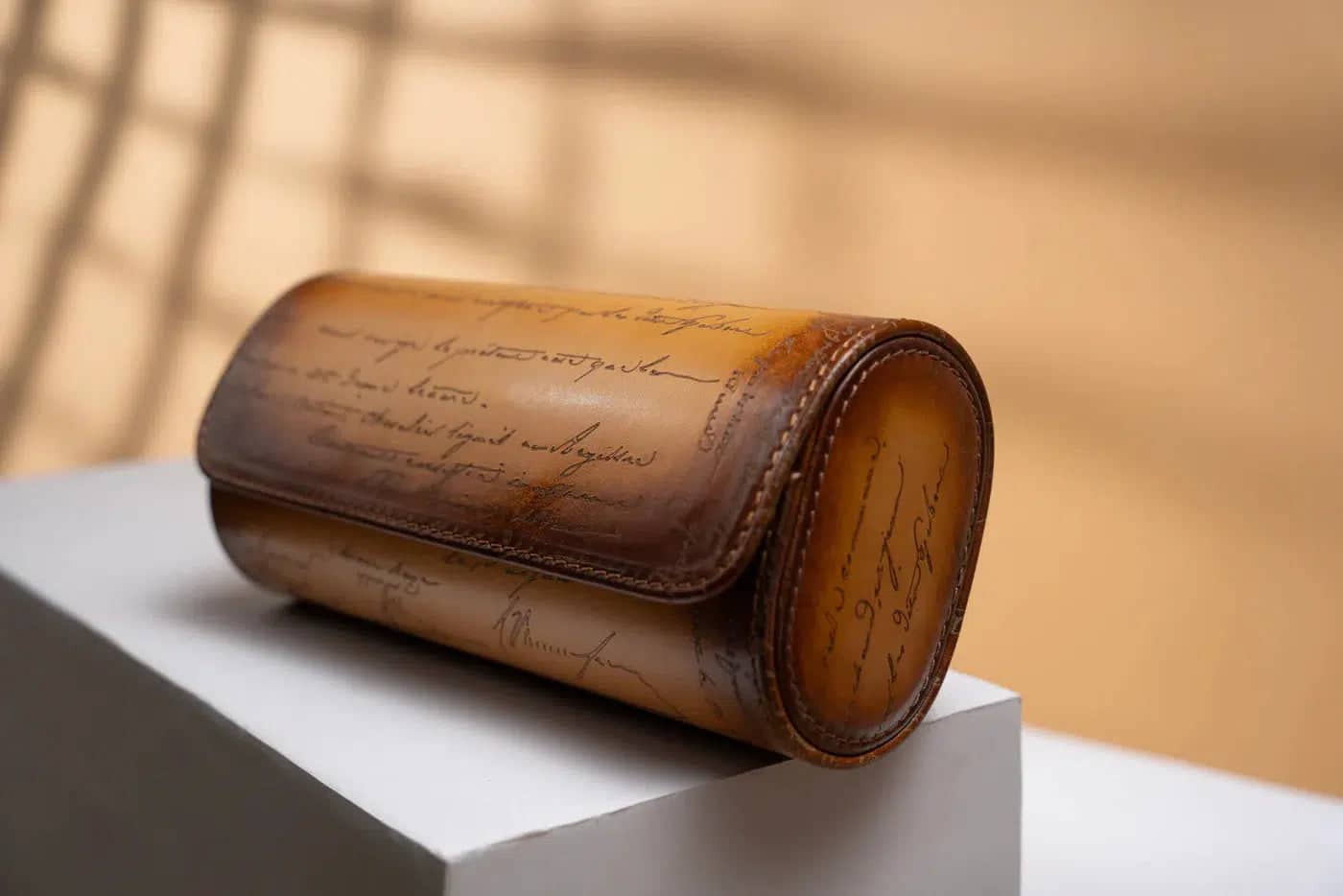 Porta Orologi - Galata Pergamena Platino Honey Brown-Le Remontoir-2