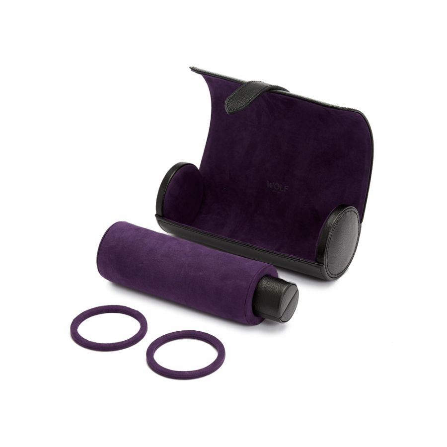 Rullo Porta Orologi Blake Nero/Porpora con Capsula-Le Remontoir-5