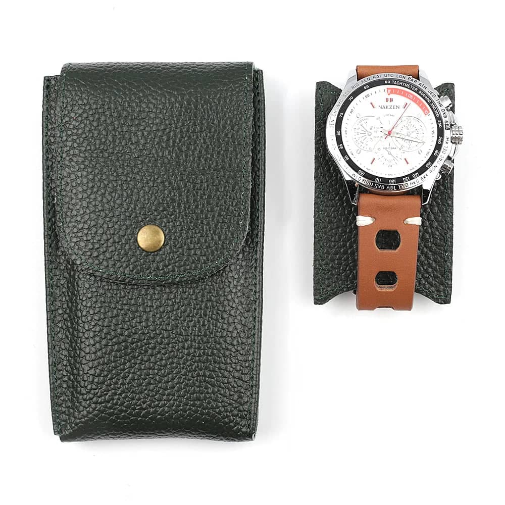 Porta orologi in pelle verde-Le Remontoir-3