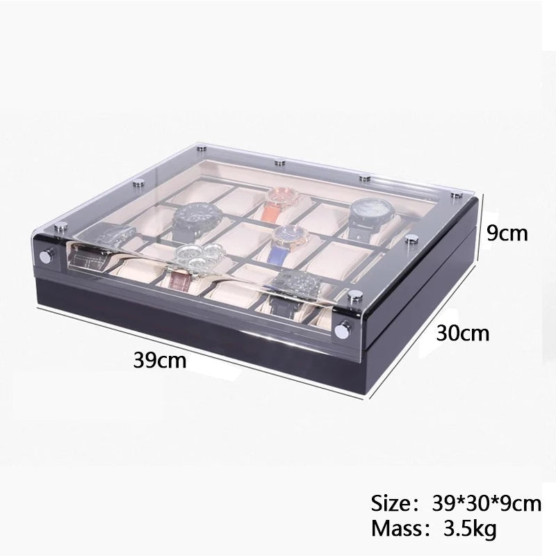 Porta orologi a scacchi con coperchio trasparente Grandiosa-Le Remontoir-4