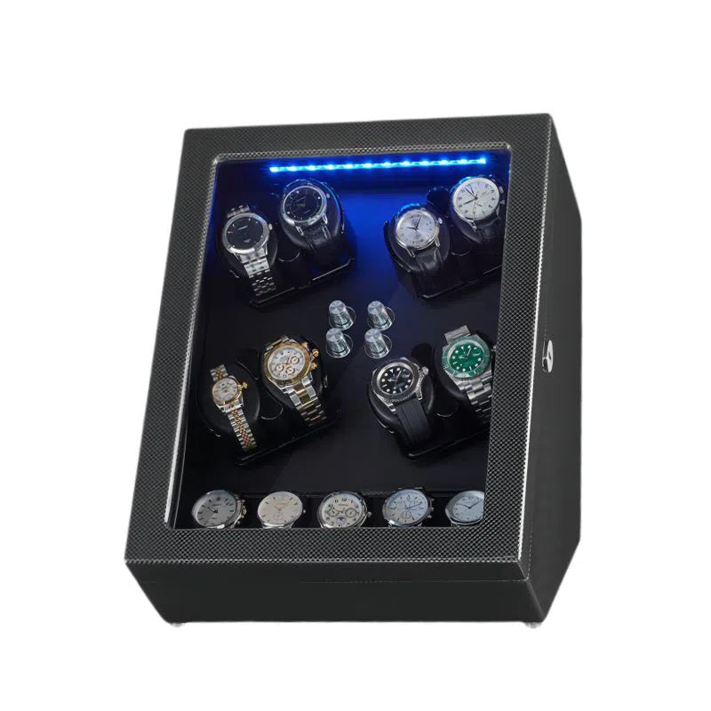 Carica Orologi Automatici Octuor Marrone Scuro e Nero con 5 Scomparti-Le Remontoir-1