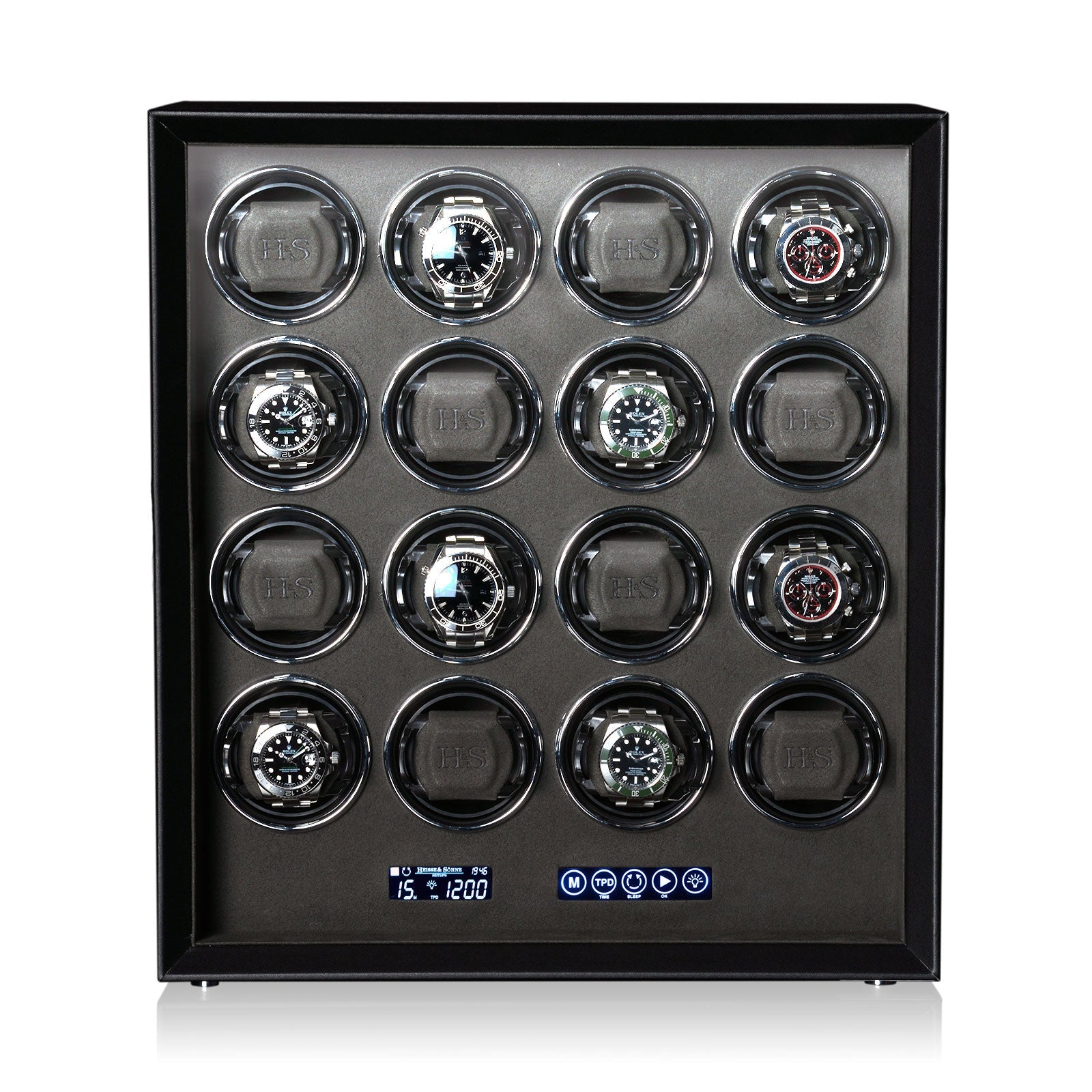 Carica Orologi Automatici - Custode 16 Pelle Nera-Le Remontoir-3