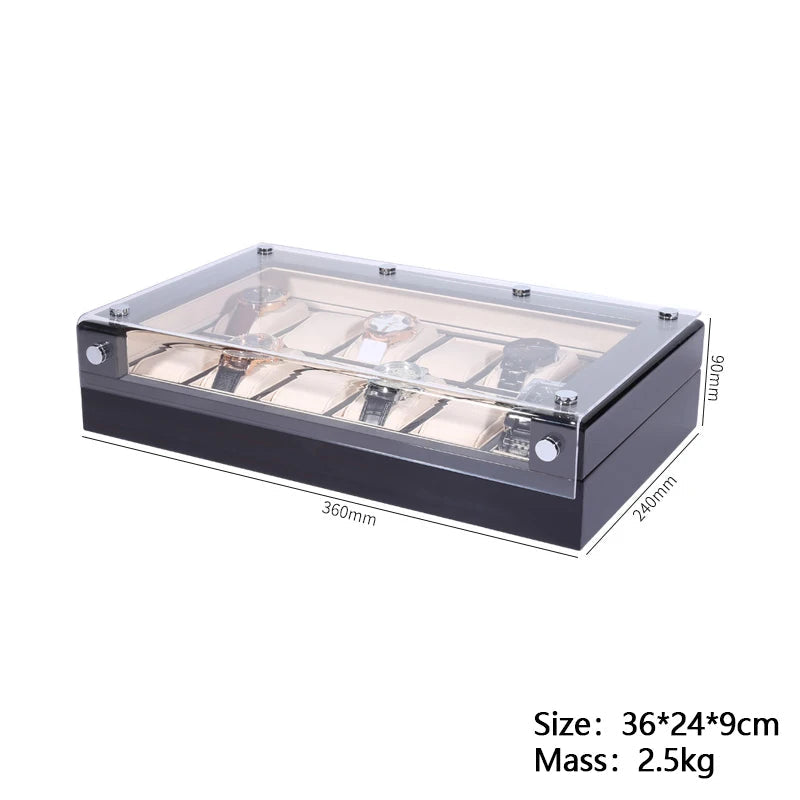 Porta orologi a scacchi con coperchio trasparente spaziosa-Le Remontoir-4