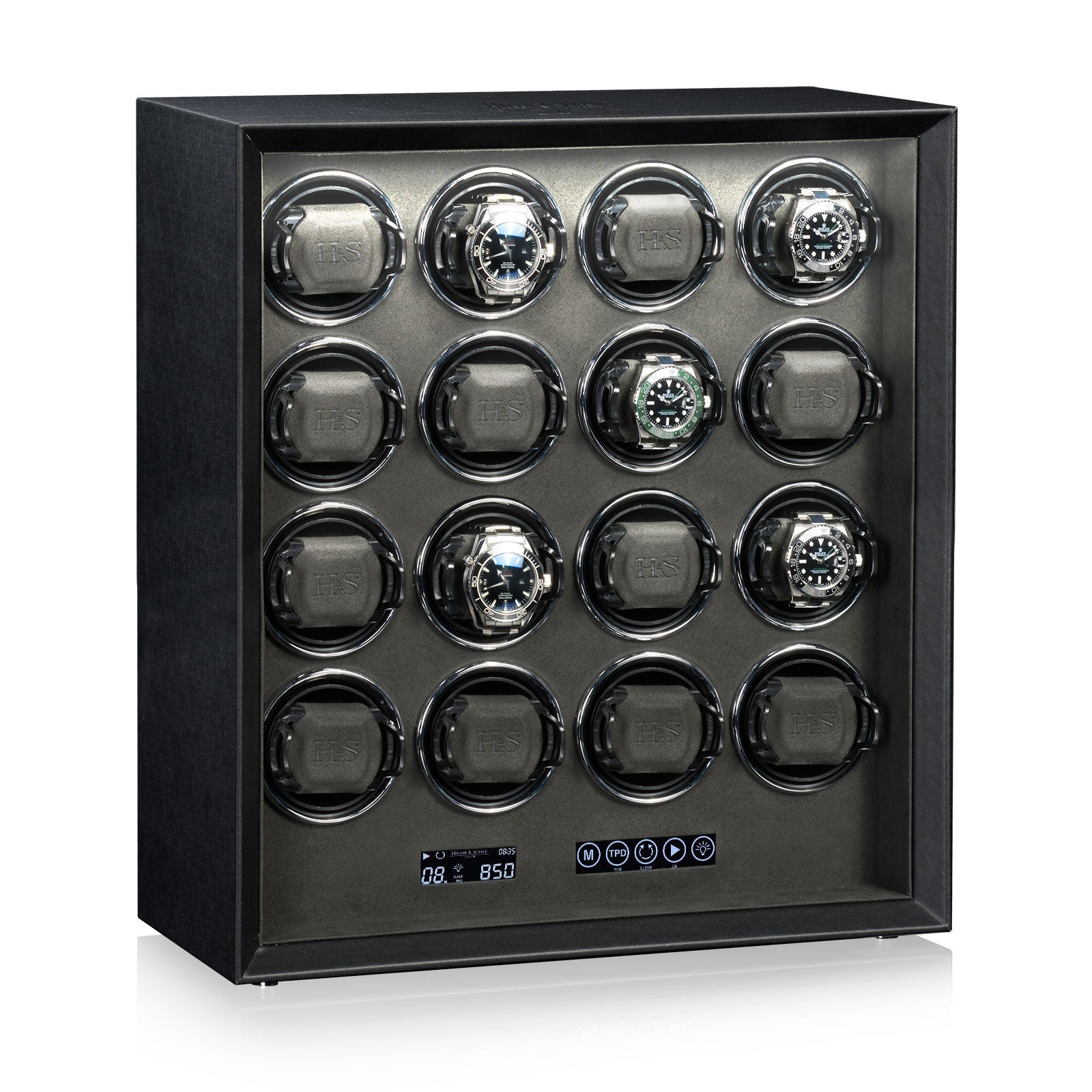 Carica Orologi Automatici - Custode 16 Pelle Nera-Le Remontoir-1