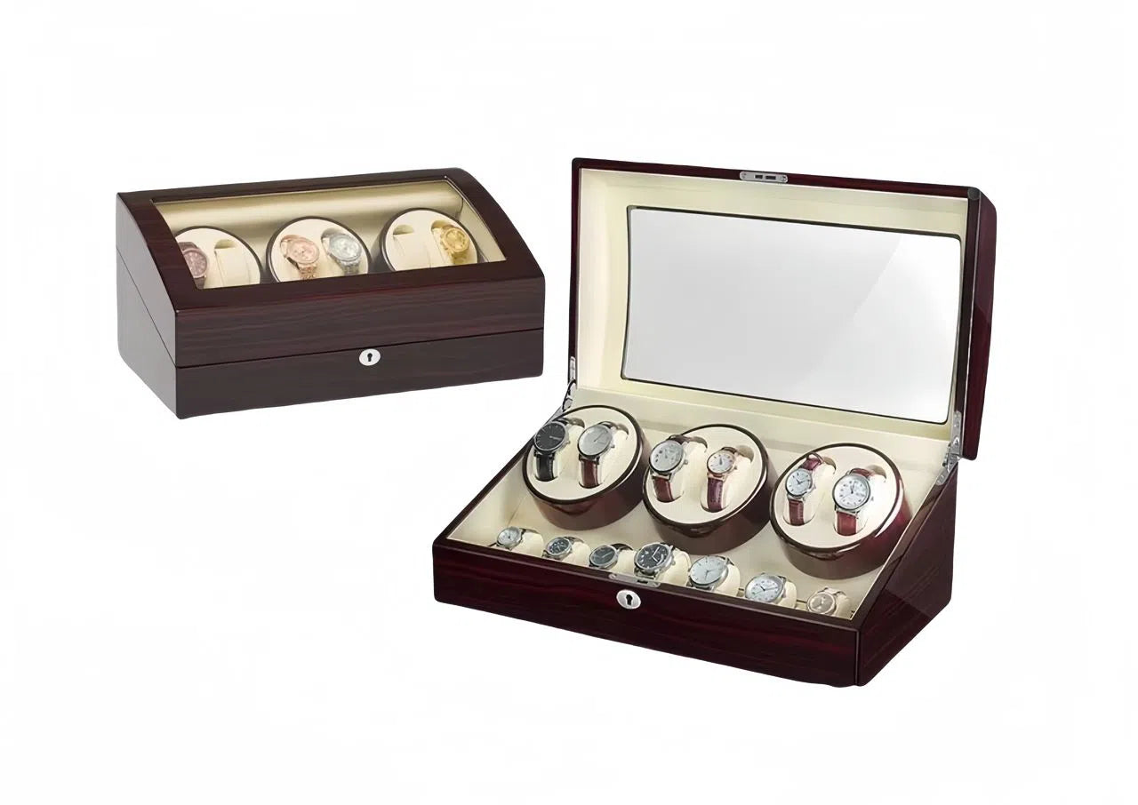 Carica Orologi Automatici per 6 Orologi + 7 Scomparti in Ebano Beige-Le Remontoir-1