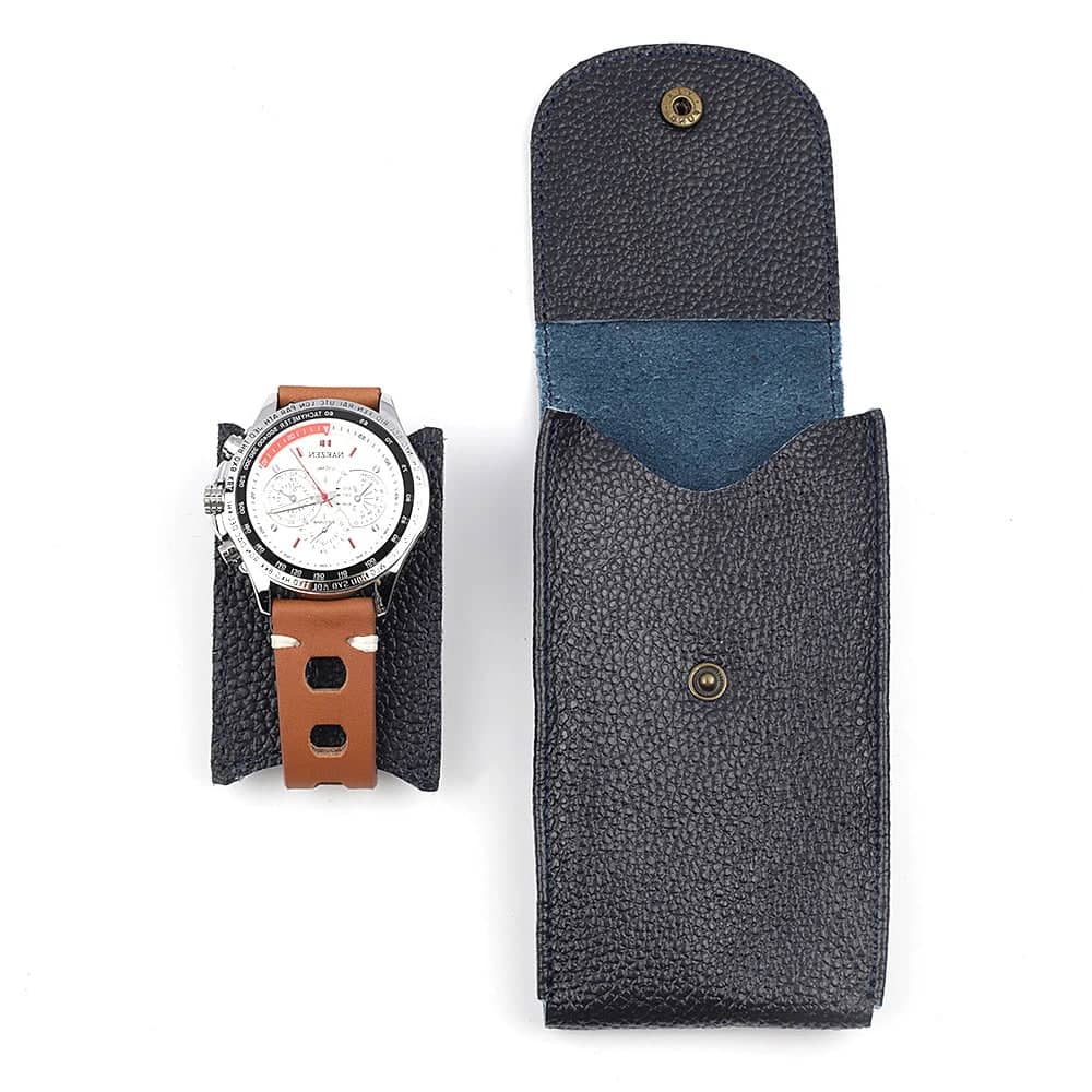 Porta orologi in pelle blu-Le Remontoir-2