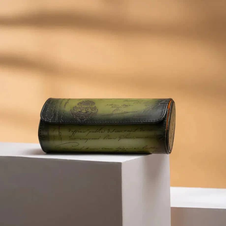 Porta Orologi - Galata Pergamena Platino Oliva Verde-Le Remontoir-1