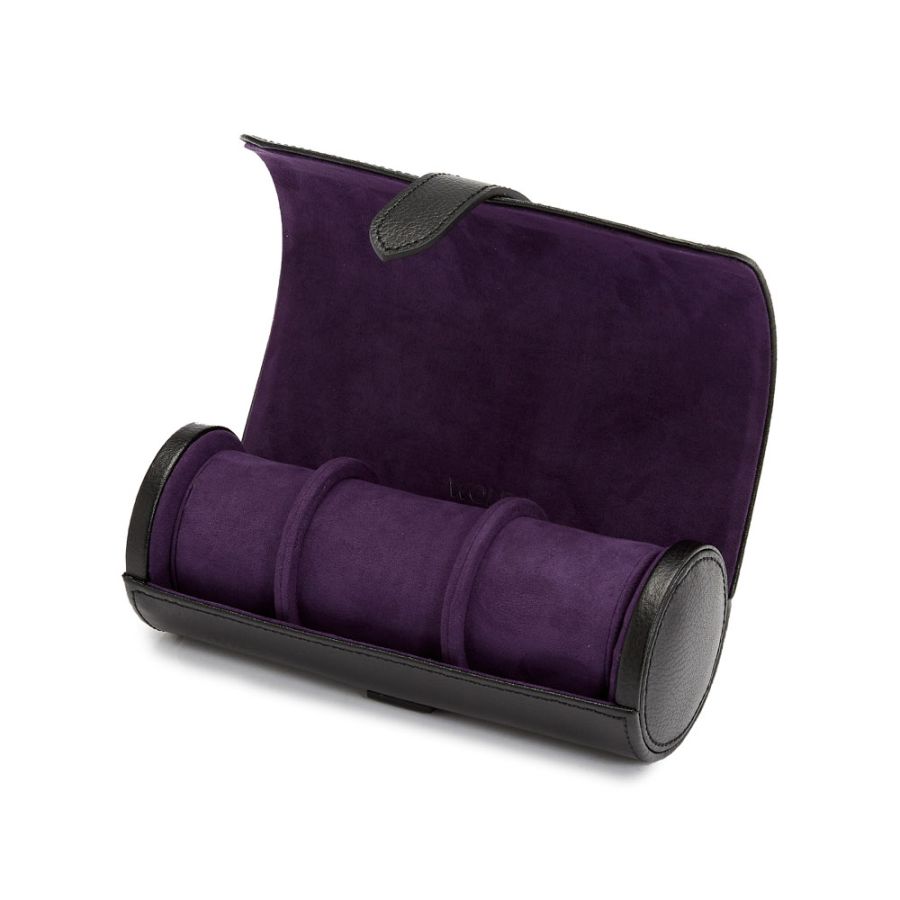 Rullo Porta Orologi Blake Nero/Porpora con Capsula-Le Remontoir-6