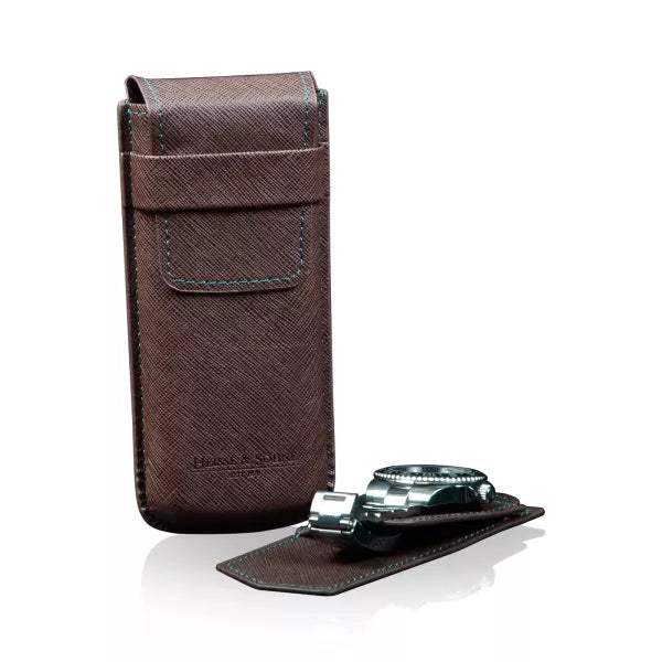 Porta Orologi - Astuccio Mondo Saffiano 1 Orologio Marrone / Verde-Porta Orologi-2