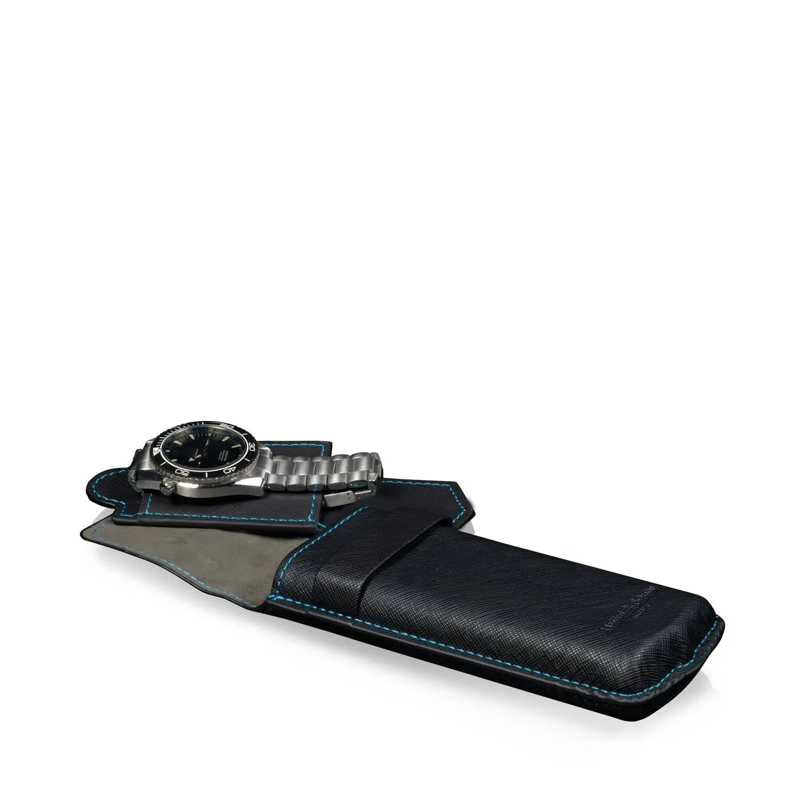 Porta Orologi - Custodia Saffiano Blu-Le Remontoir-1