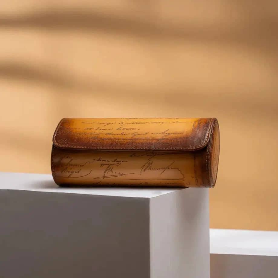 Porta Orologi - Galata Pergamena Platino Honey Brown-Le Remontoir-1