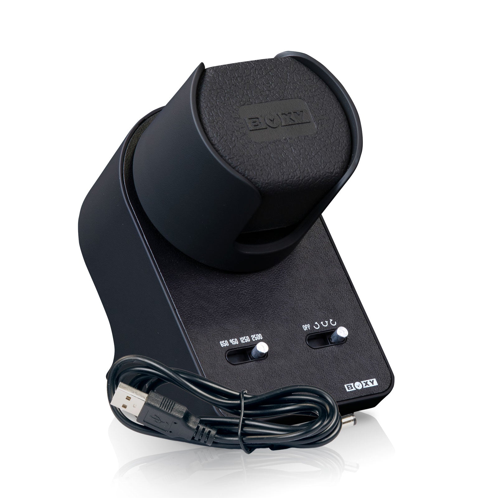 Estensione comodino Boxy BLDC porta orologi/carica orologi automatici in pelle nera-Le Remontoir-3