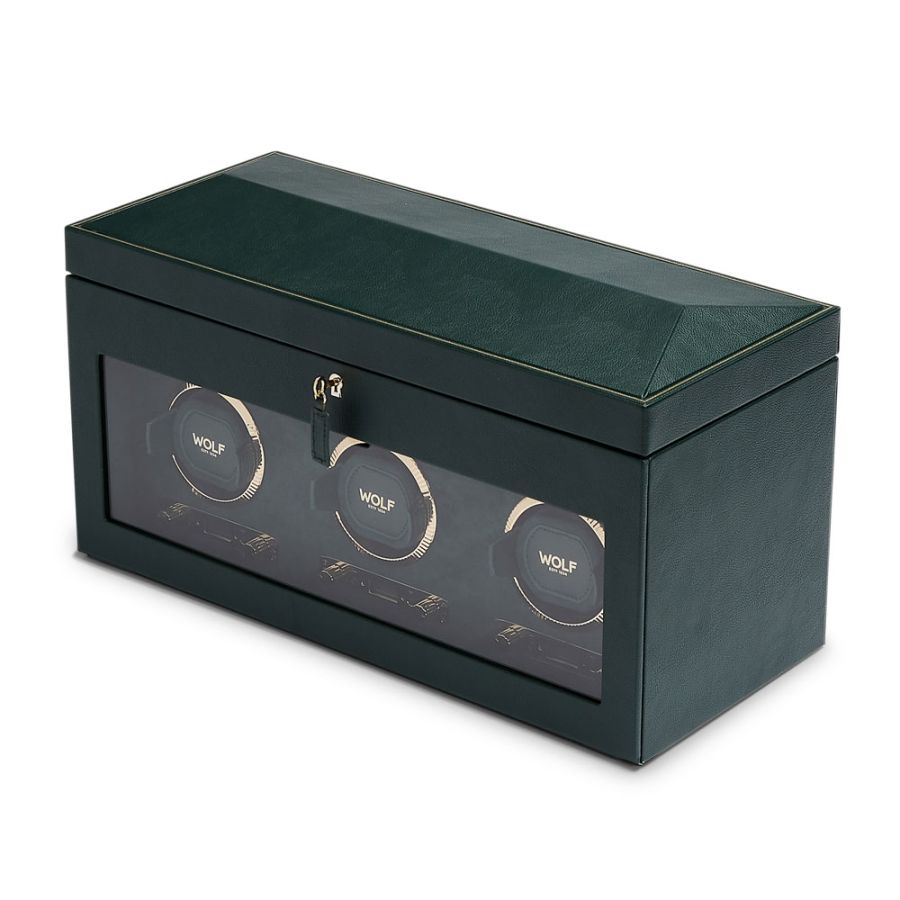 Carica orologi automatici triplo British Racing con porta orologi Verde-Le Remontoir-2