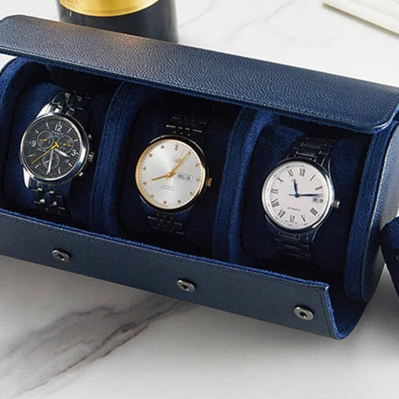 Porta orologi Trio in pelle Blu Klein-Le Remontoir-3