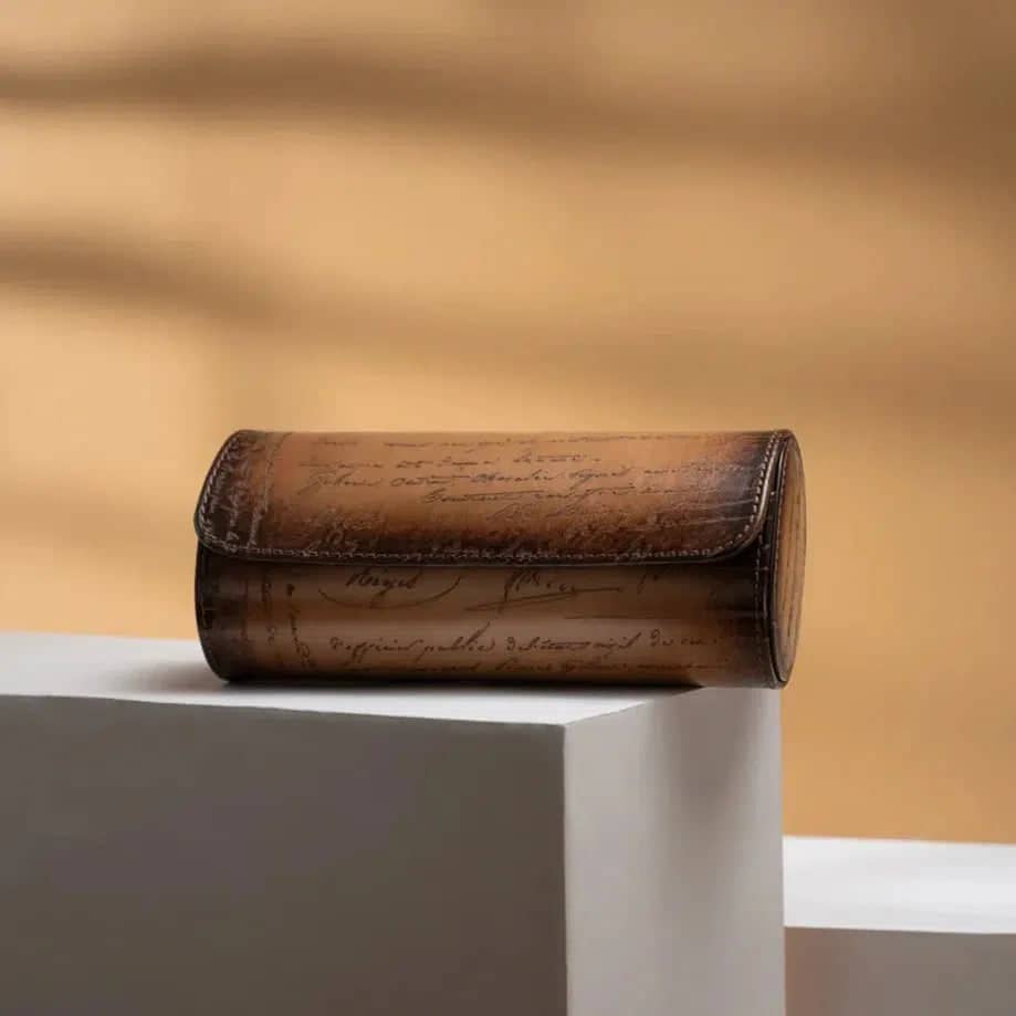 Porta orologi - Galata Pergamena Platino Java Marrone-Le Remontoir-1