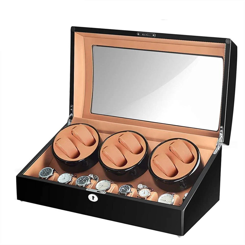 Carica Orologi Automatici 6 Orologi con 7 Scomparti Nero Marrone-Le Remontoir-1