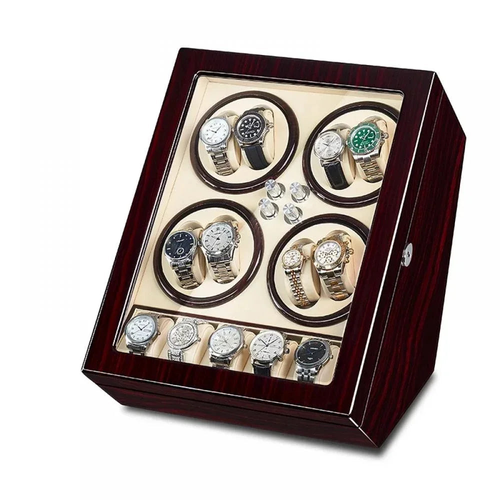 Carica Orologi Automatici Octuor Marrone Beige con 5 Porta Orologi-Le Remontoir-1