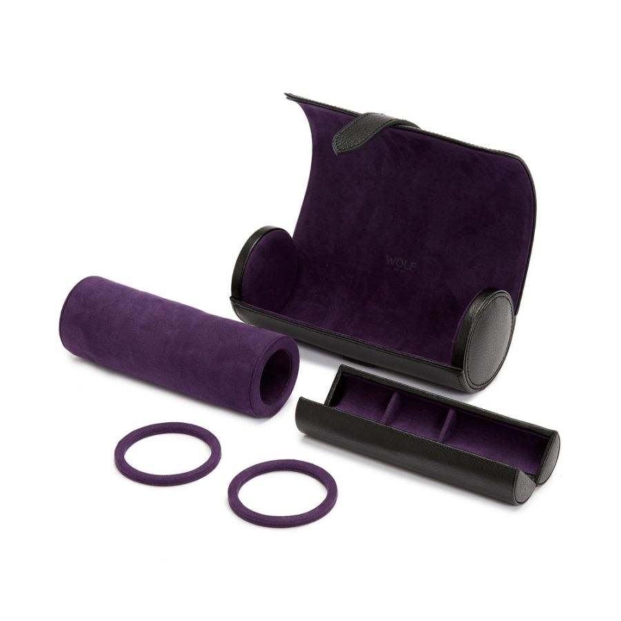 Rullo Porta Orologi Blake Nero/Porpora con Capsula-Le Remontoir-4