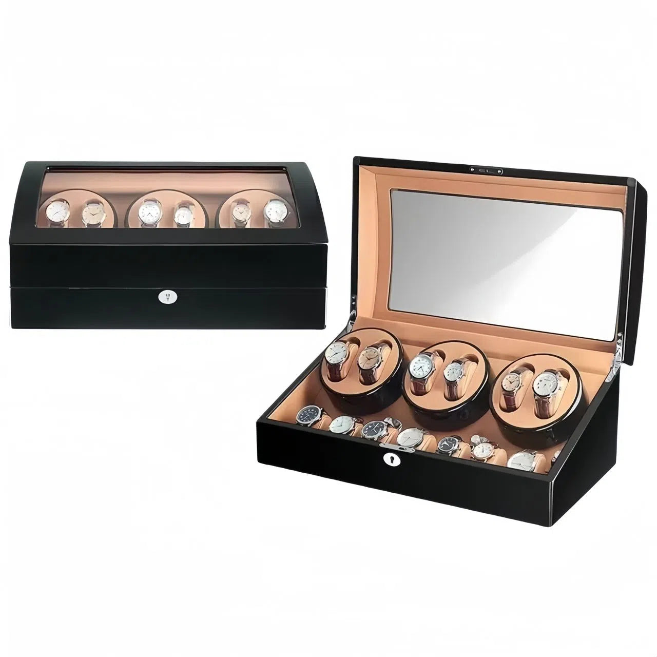 Carica Orologi Automatici 6 Orologi con 7 Scomparti Nero Marrone-Le Remontoir-2