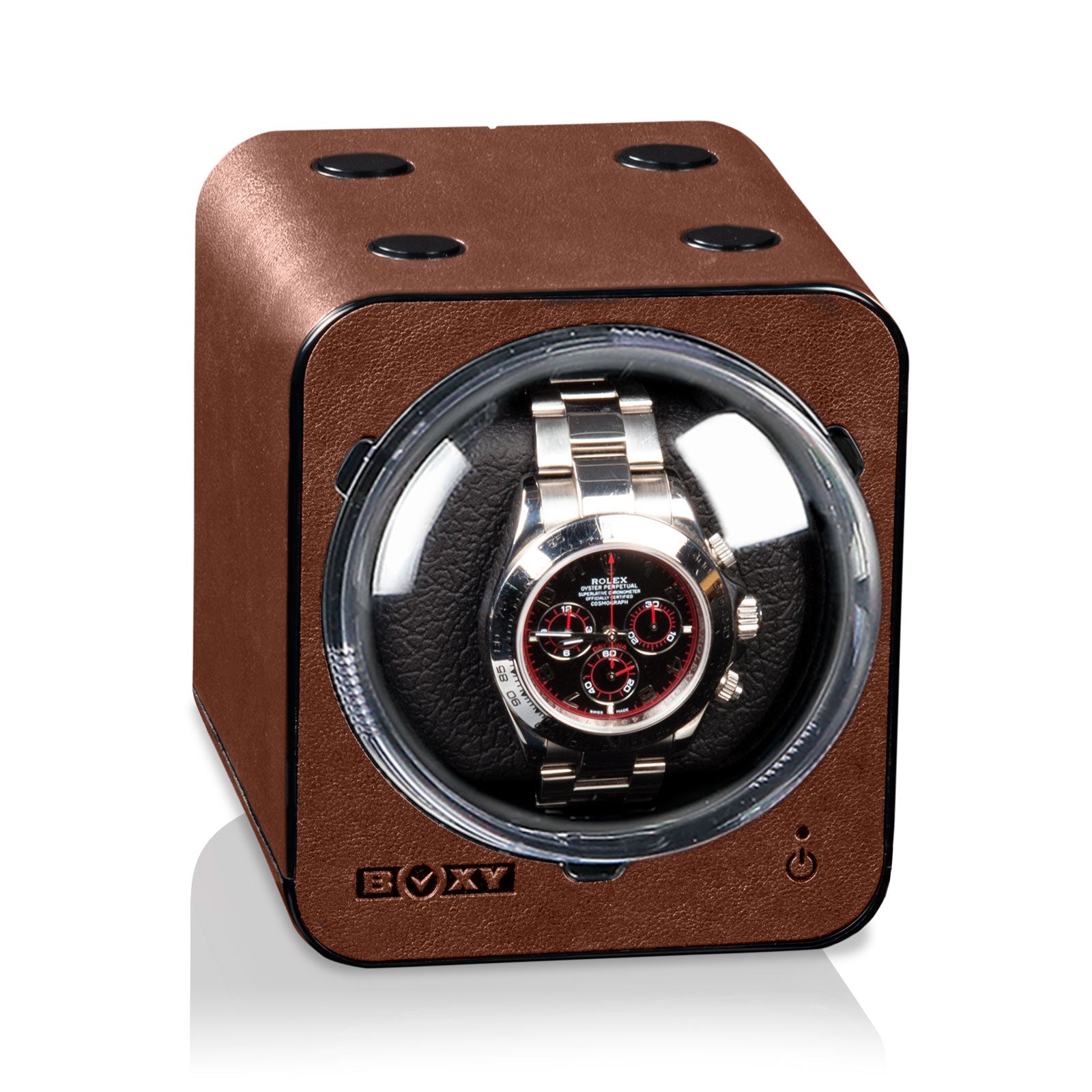 Carica Orologi Automatici Boxy Fancy Brick - Pelle Marrone senza Alimentazione Elettrica-Le Remontoir-1