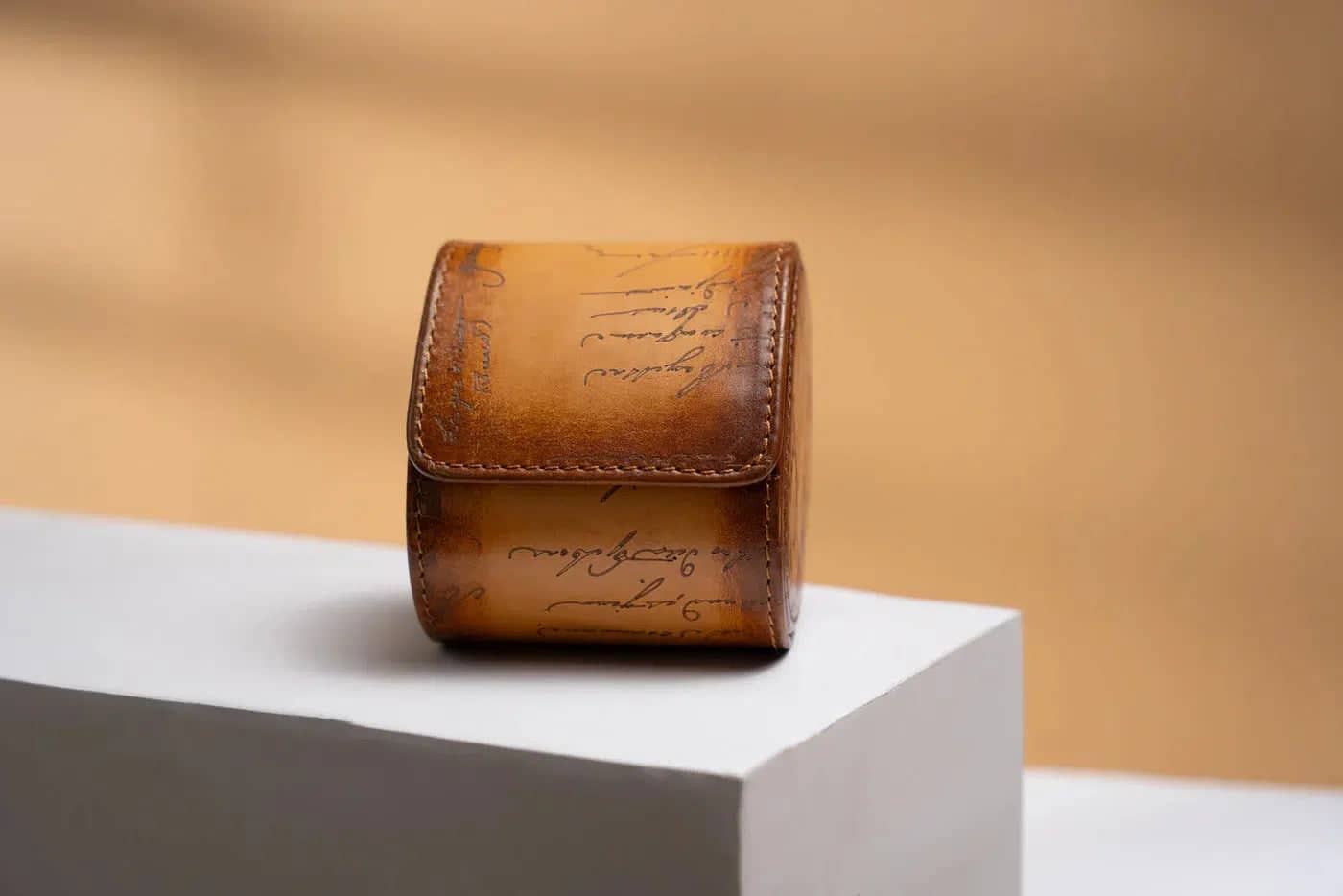 Porta Orologi - Galata Pergamena Platino Miele Marrone-Le Remontoir-2