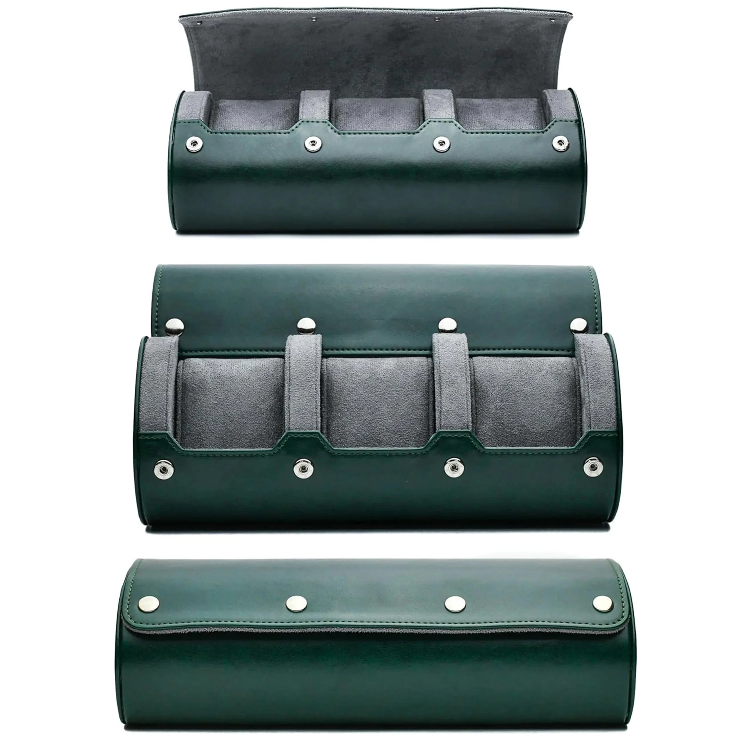 Porta Orologi - Astuccio Smeraldo Grigio Triplo-Porta Orologi-1