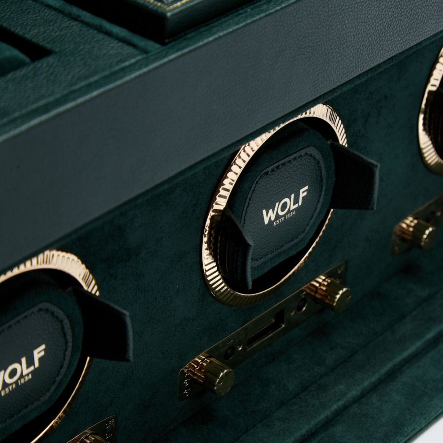 Carica orologi automatici triplo British Racing con porta orologi Verde-Le Remontoir-7