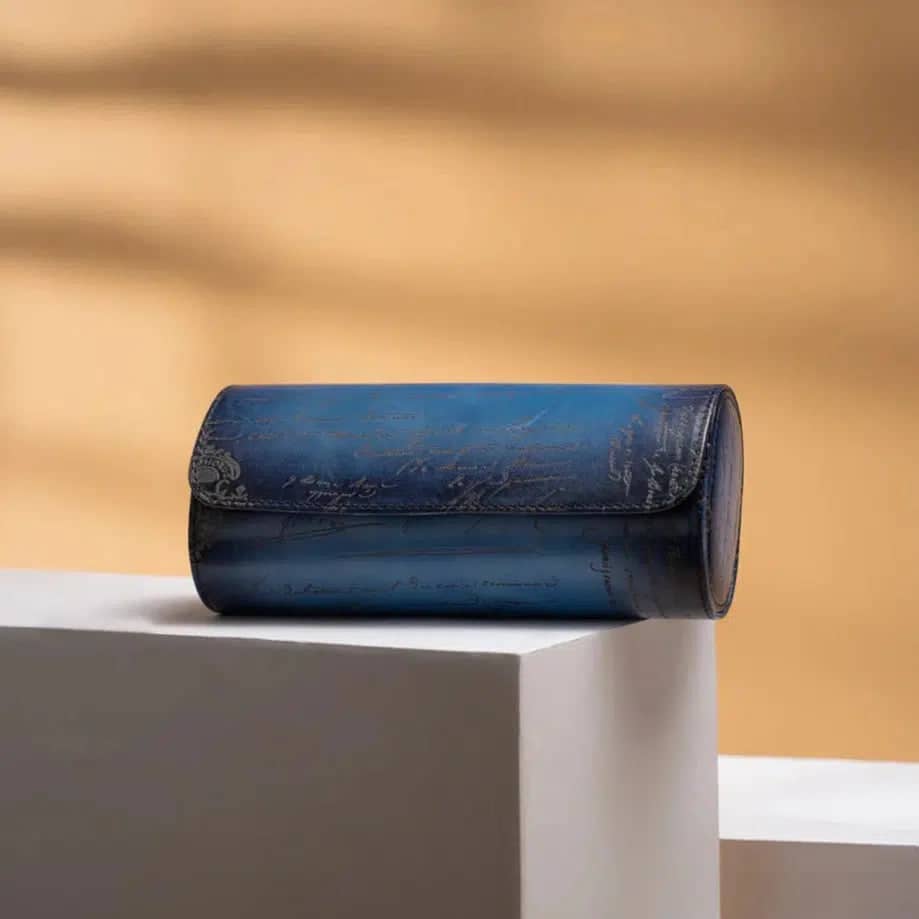 Porta orologi - Galata Pergamena Platino Blu-Le Remontoir-1