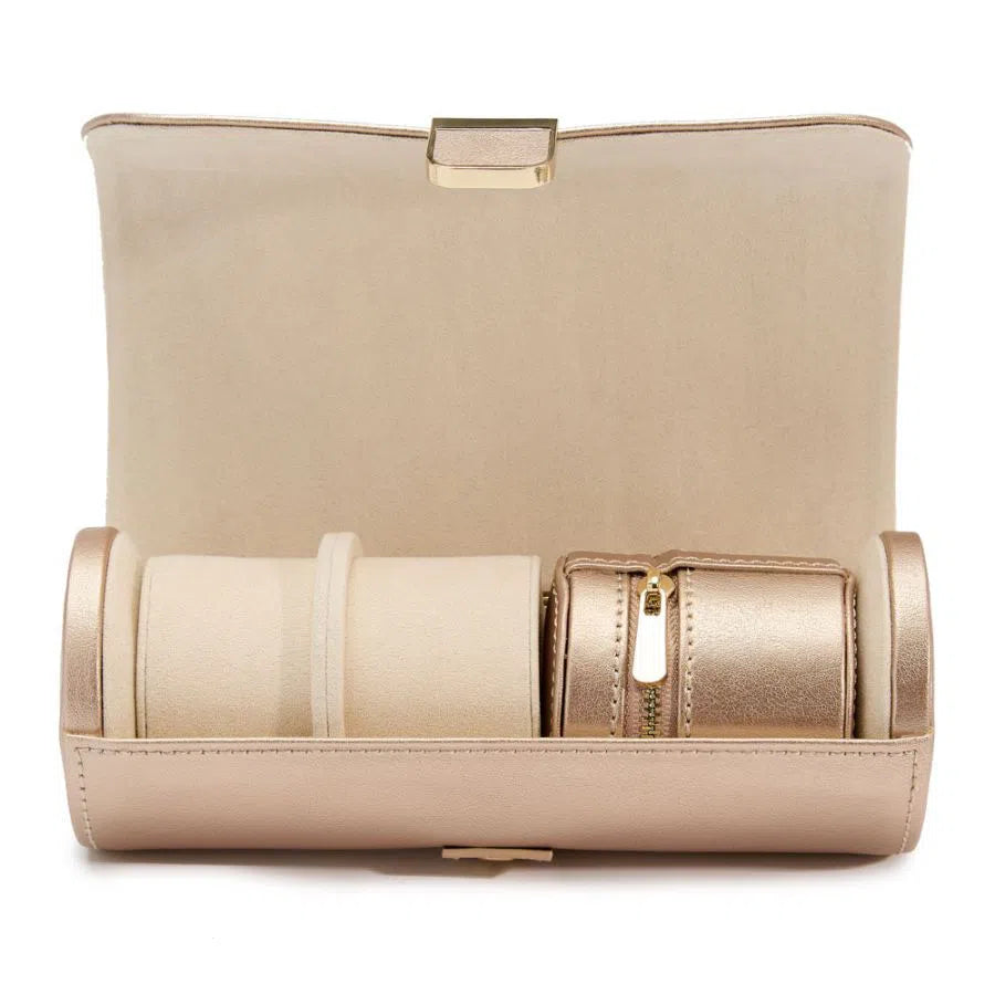 Doppio Porta Orologi Palermo con Pochette per Gioielli Rosa Oro-Le Remontoir-4