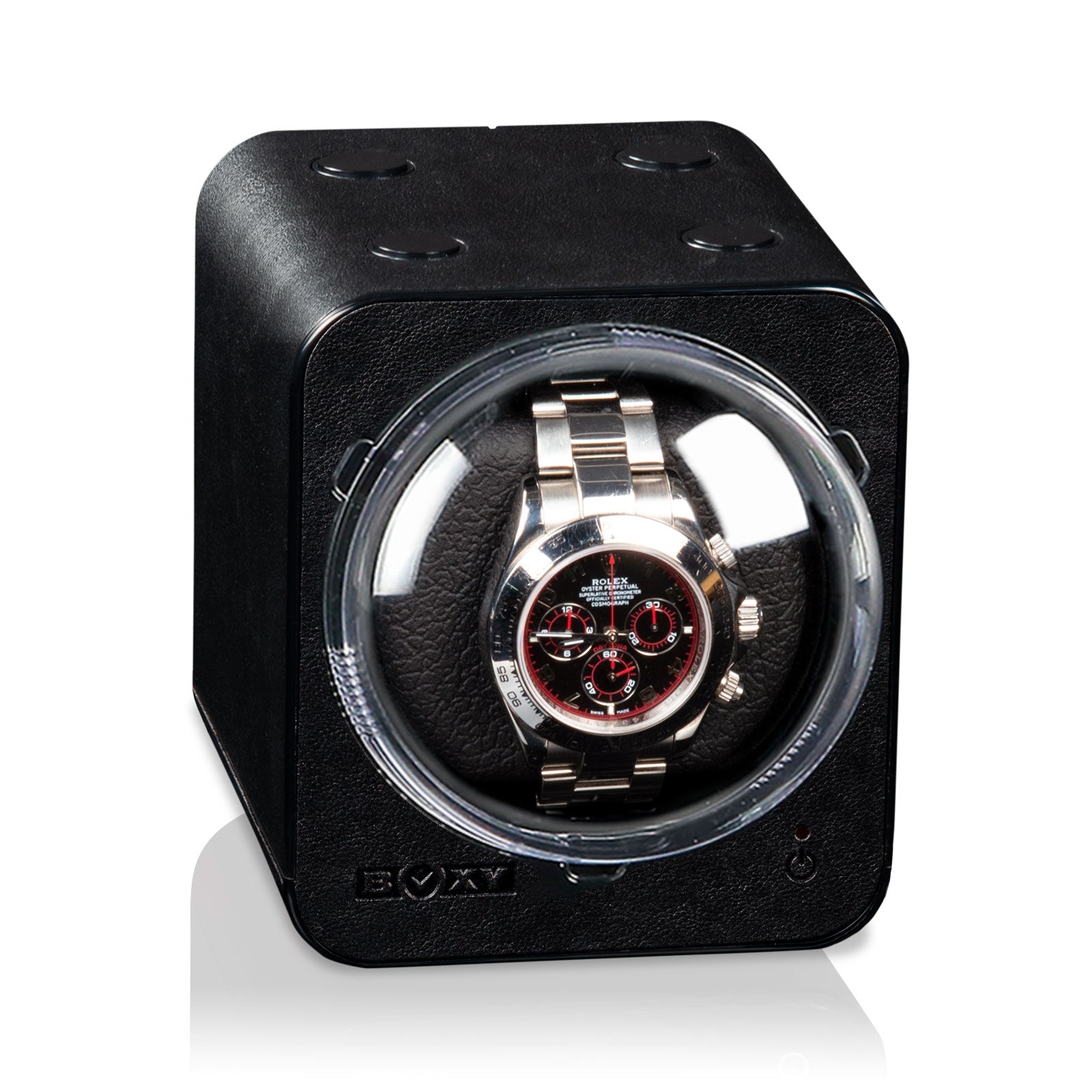 Carica Orologi Automatici Boxy Fancy Brick - Pelle Nera senza Alimentazione-Le Remontoir-1