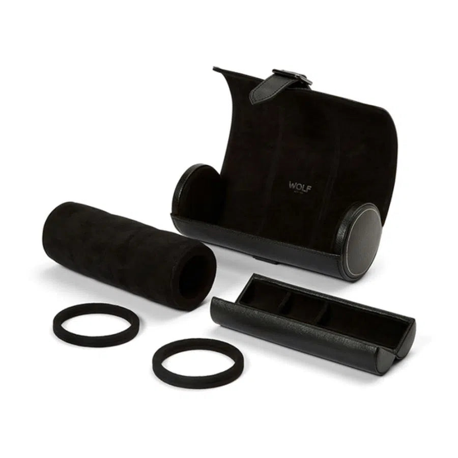 Porta orologi triplo British Racing nero-Le Remontoir-4