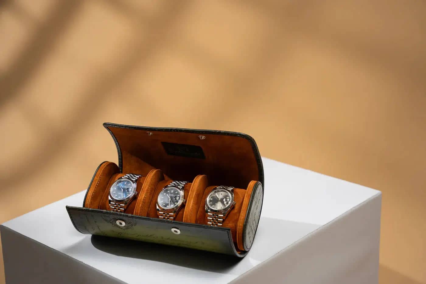 Porta Orologi - Galata Pergamena Platino Oliva Verde-Le Remontoir-4