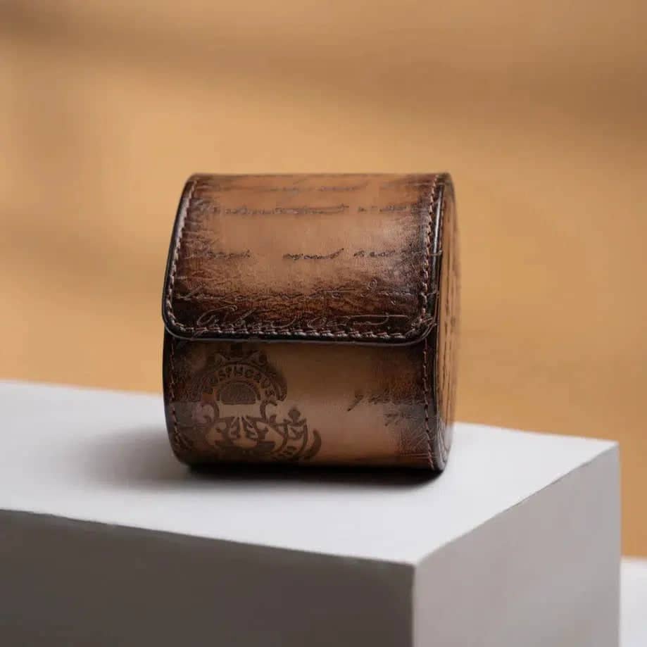 Porta Orologi - Galata Pergamena Platino Java Marrone-Le Remontoir-1