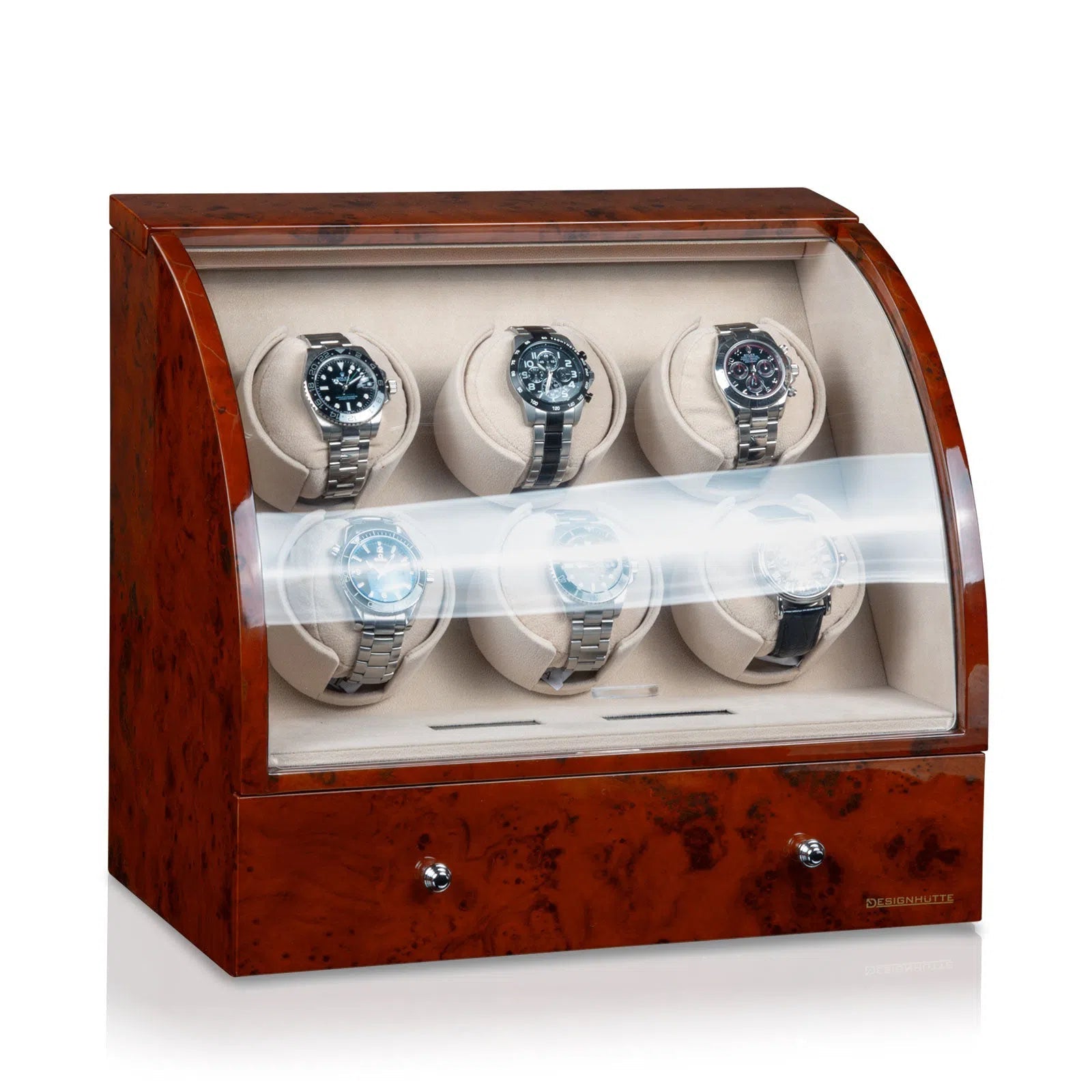 Carica Orologi Automatici - Basel 6 LCD in Legno di Radica-Le Remontoir-4