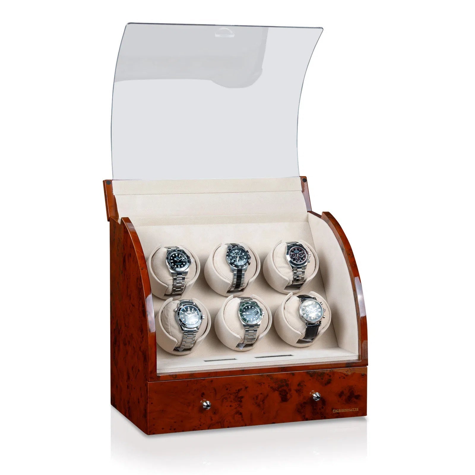 Carica Orologi Automatici - Basel 6 LCD in Legno di Radica-Le Remontoir-2