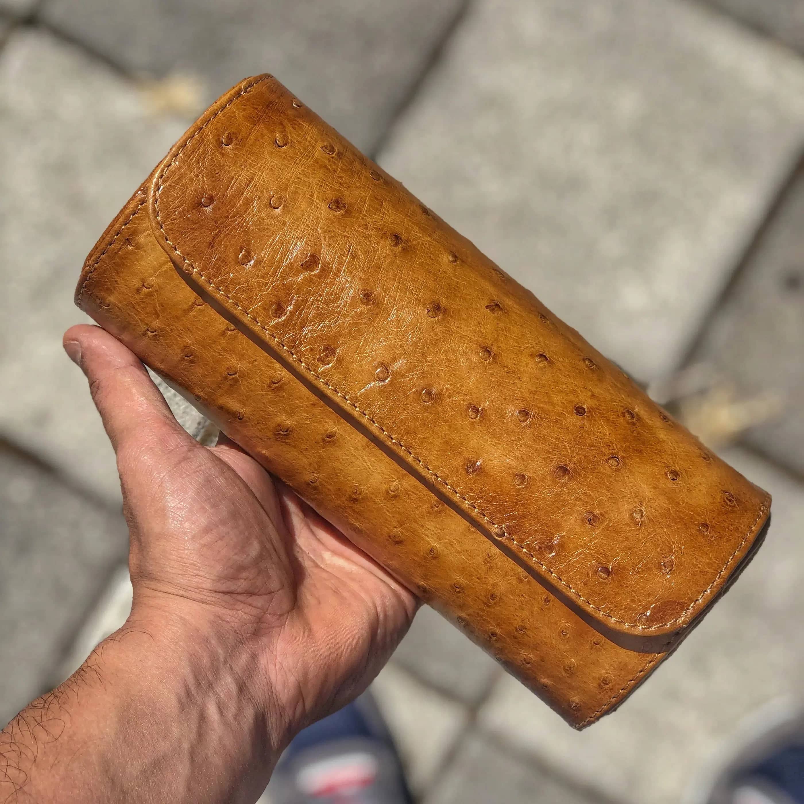 Porta orologi - Galata Ostrich Miele Marrone-Le Remontoir-2