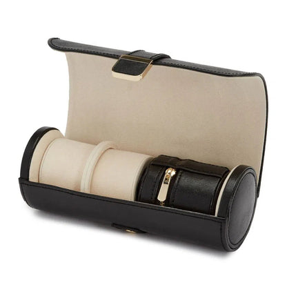 Doppio porta orologi Palermo con pochette portagioielli nera-Le Remontoir-6