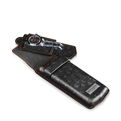 Boite a Montre Etui Mondo Ostrich 1 Montre Noir Or 3