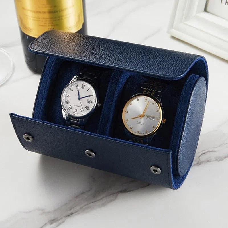 Custodia Duo in Pelle Blu Klein per Orologi-Le Remontoir-2