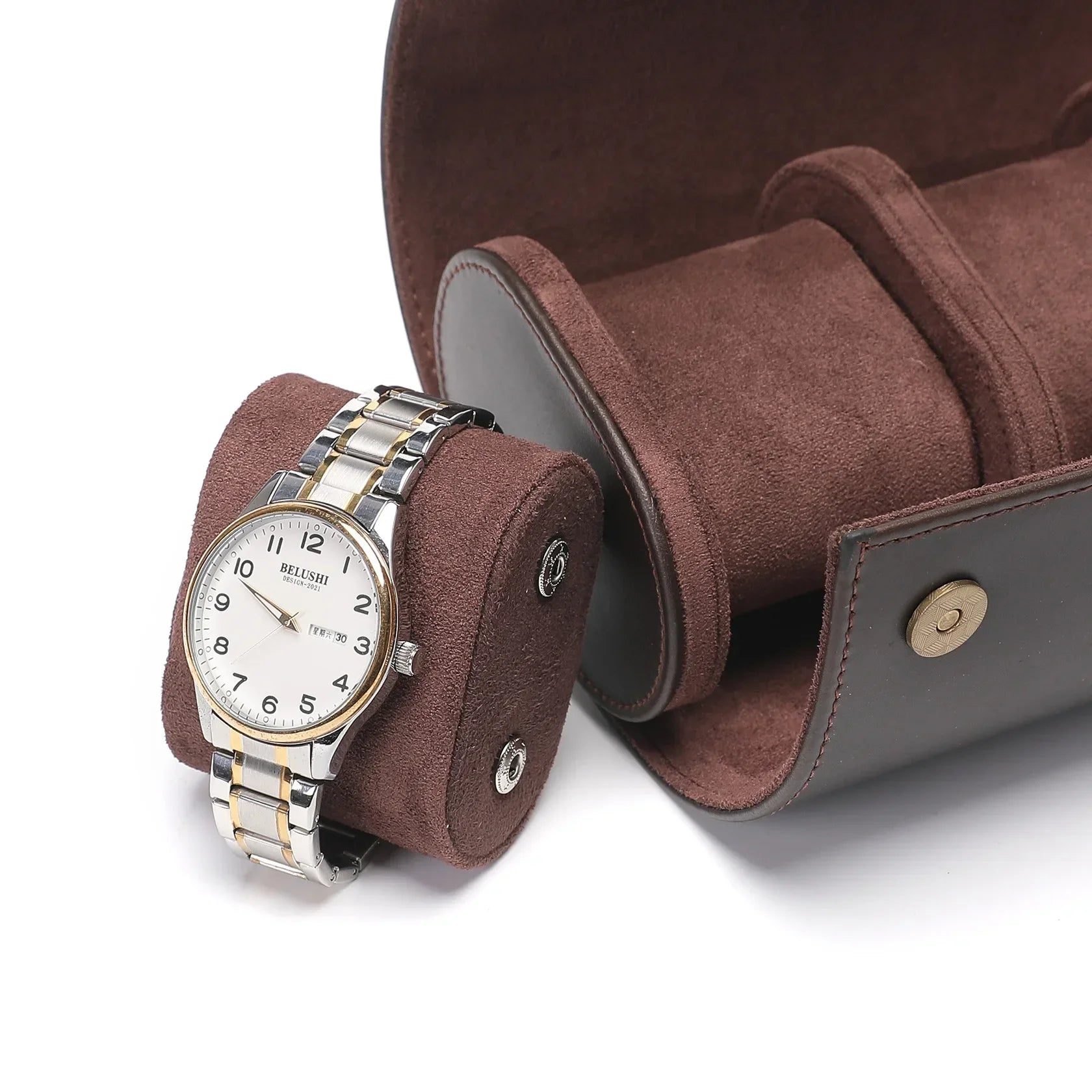 Astuccio – Pelle Marrone scuro triplo 5